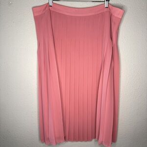 Ann Taylor Pleated Skirt Midi Polyester Lined Fitted Top Pink Women’s Size 18T